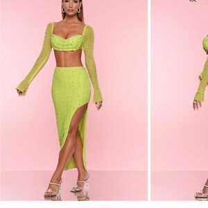 Beautiful Embellished Lime Green Set from Ph Polly